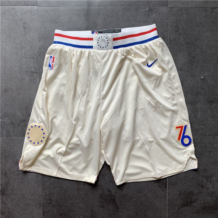 Men NBA Philadelphia 76ers Cream Shorts 0416->philadelphia 76ers->NBA Jersey